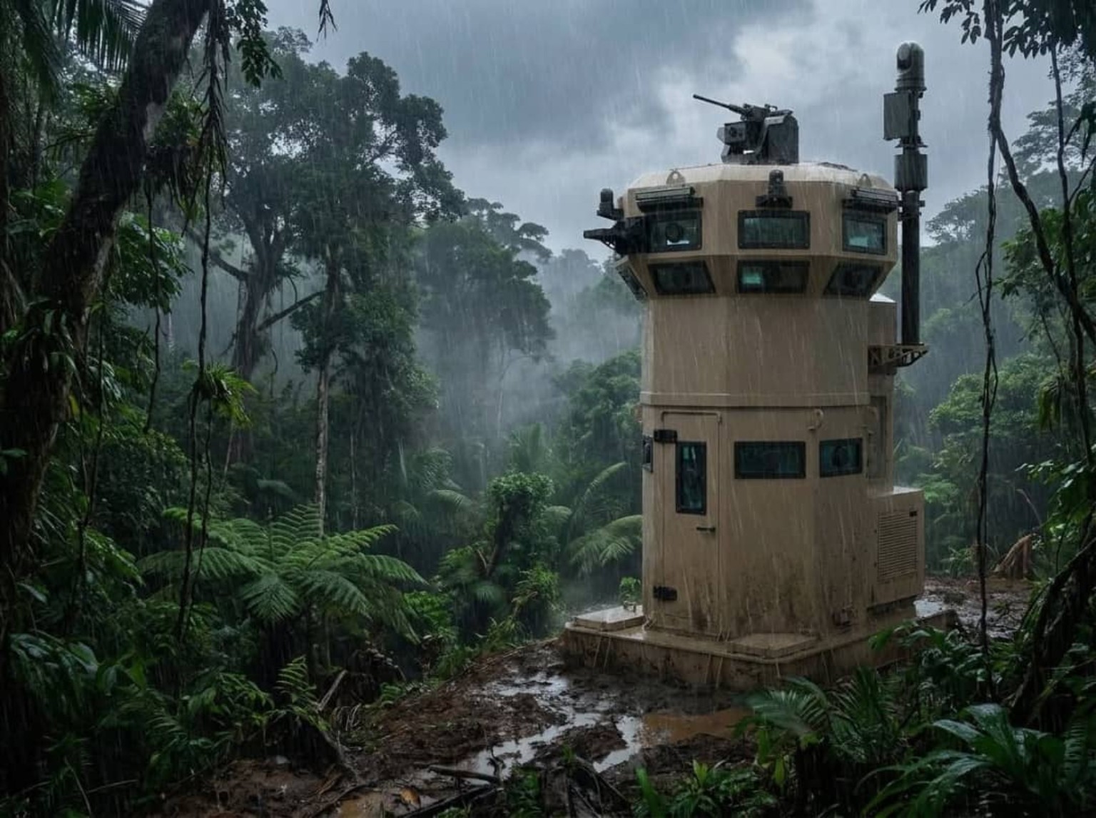 Illustration d’un poste de surveillance en milieu tropical
